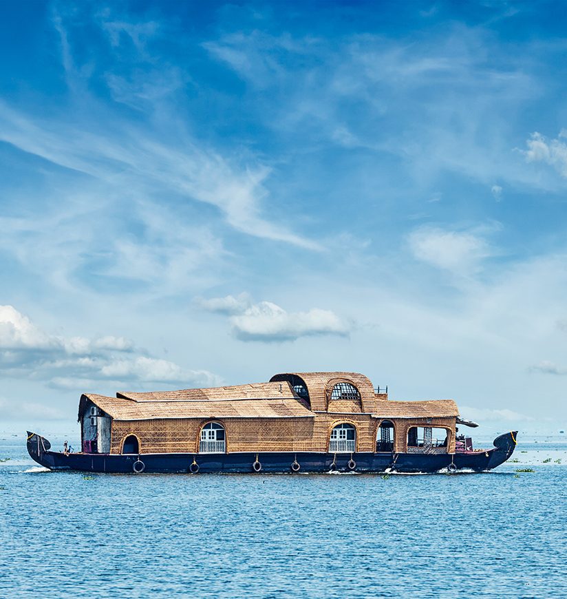 Houseboat in Vembanadu Lake, Kerala, India