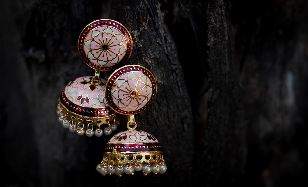 Indian Jhumka Enamel Earrings Meenakari Jhumka Traditional Jhumka Earring Painted colorful Jewelry