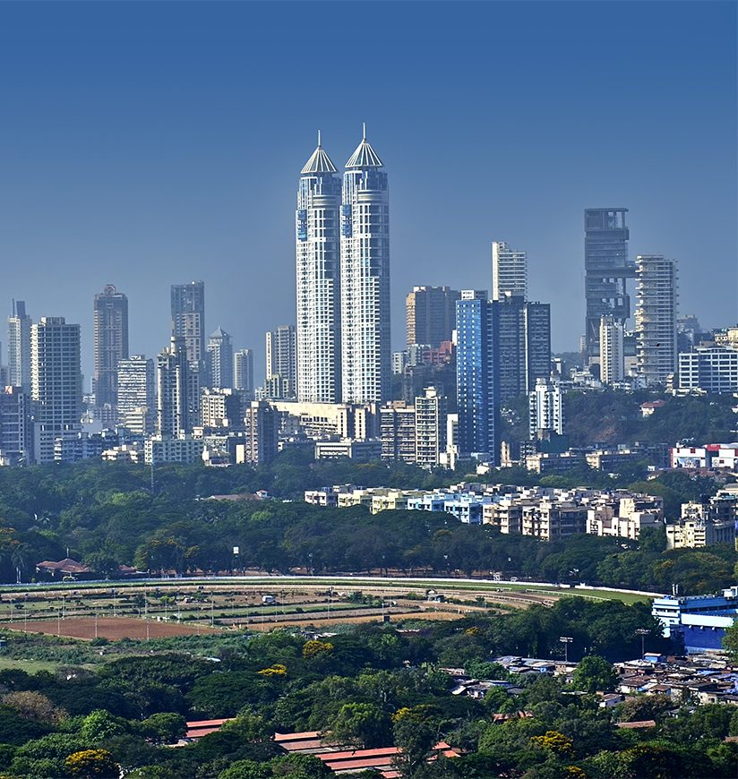 Aerial view of Mumbai skyline India financial centre