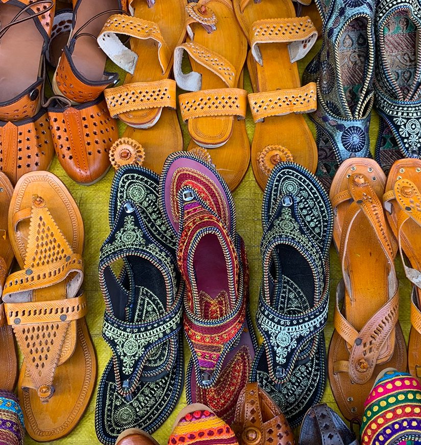 Traditional footwear from Kolhapur, India. Kolhapuri chappal.