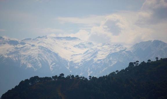 View of valley on way to Holy Manimahesh Lake 4190 meter        (13750 feet) in Chamba, Himachal Pradesh. 