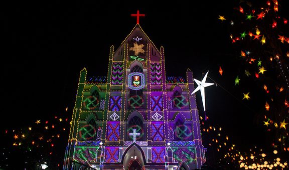 Christmas celebration Church light decorations, Kerala, India