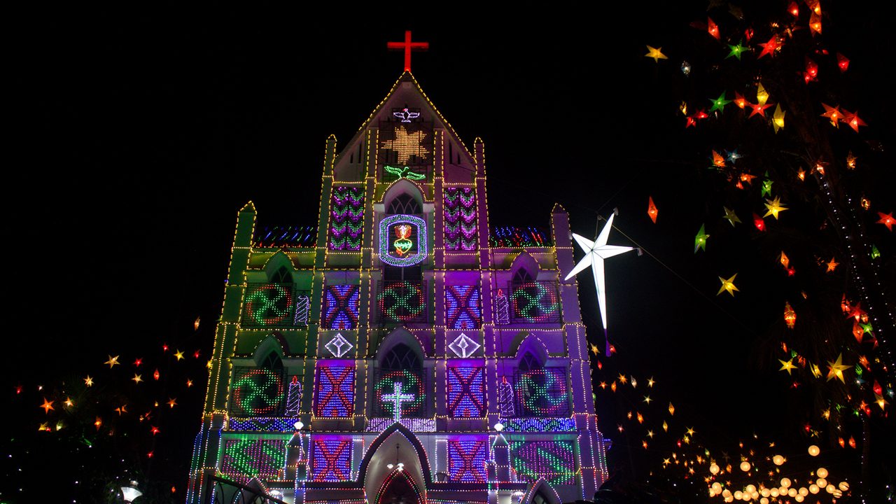 Christmas celebration Church light decorations, Kerala, India