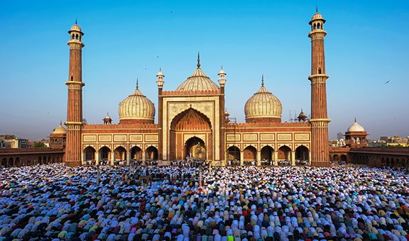 Jama Masjid. Thousands of devotees on Saturday gathered at Delhi's Jama Masjid to offer namaz on the occasion of Eid-ul-Fitr. 22th June'23 Delhi. India