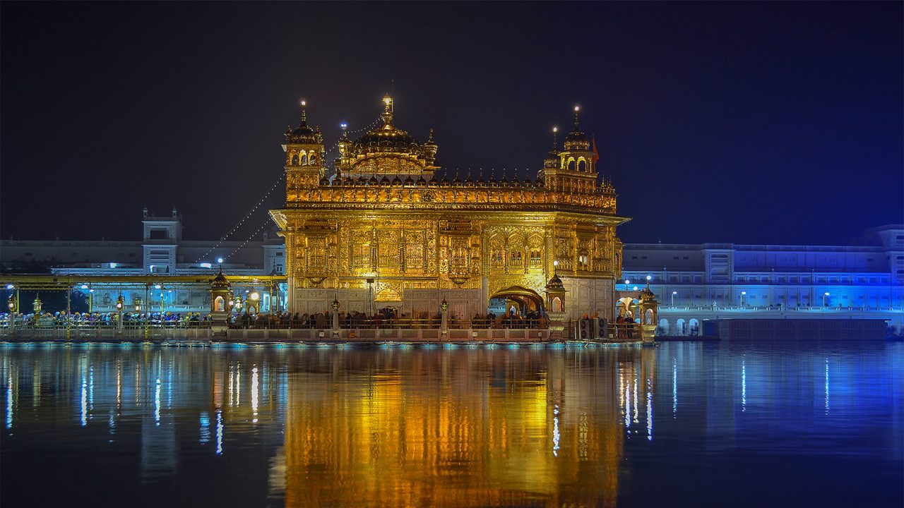 Harmandir Sahib is the Central Devotional Site for Sikhs from around the world, built of gold-plated white marble.