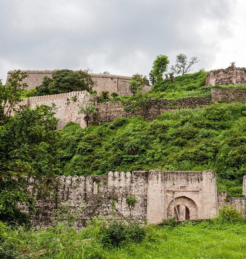 The Kangra Fort is located 20 kilometers from the town of Dharamsala on the outskirts of the town of Kangra, Himachal Pradesh, India.