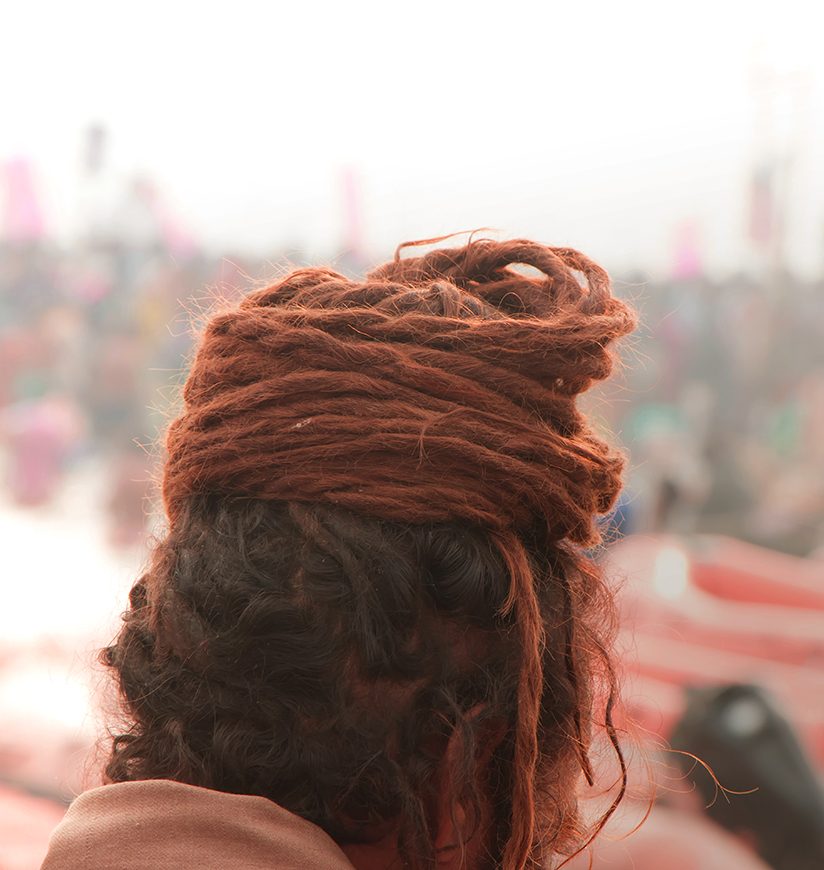 A sadhu pilgrim at prayagragh for kumbh mela