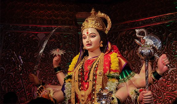 Idol statue of Goddess Maa Durga, Happy Navratri and Dussehra 