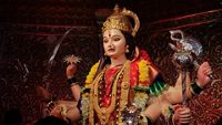 Idol statue of Goddess Maa Durga, Happy Navratri and Dussehra 