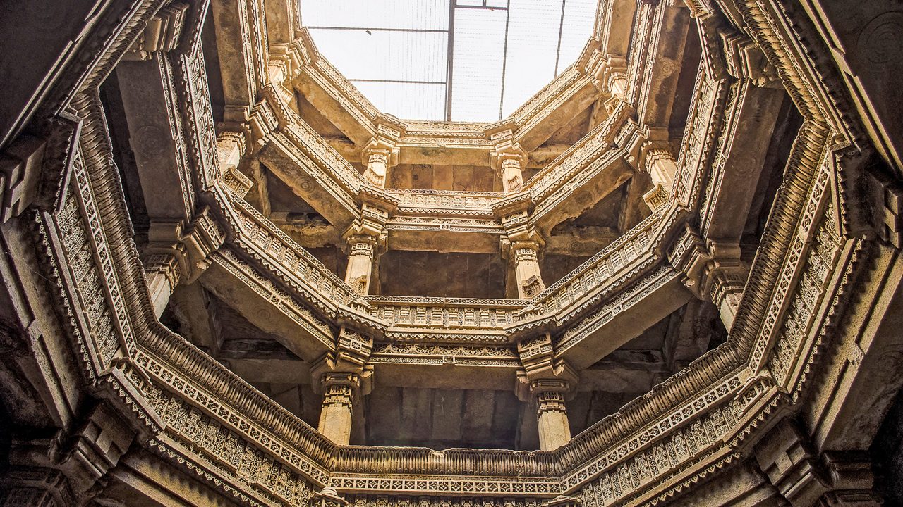 Adalaj stepwell from bottom to top view- Indian Heritage tourist place