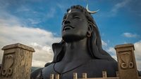 adiyogi shiva statue from unique different perspectives image is taken at dhyanlinga coimbatore india on jan 02 2020. it is the shiva statue made of steel at the foothills of Velliangiri mountain.