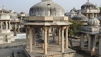 Ahar Cenotaphs located in Ahar, Udaipur, Rajasthan, India are a group of cenotaphs. It has more than 250 cenotaphs of the maharajas of Mewar that were built over approx 350 years.; Shutterstock ID 1048553564; purchase_order: -; job: -; client: -; other: -