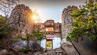 Beautiful view of Anegundi Fort in Hampi, Karnataka, India