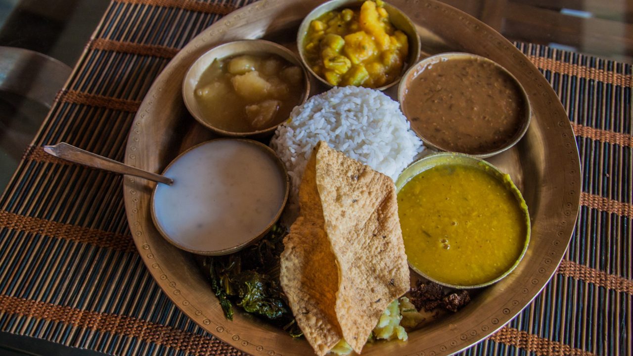 Traditional platter from Assam (Assamese Thali), India