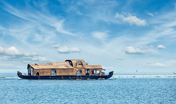 Houseboat in Vembanadu Lake, Kerala, India