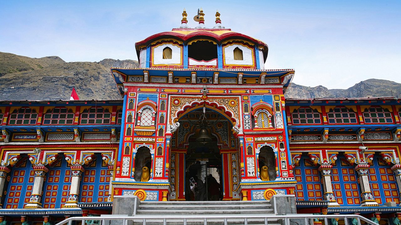 One of the most sacred and famous centres of pilgrimage in India, the Badrinath Vishnu temple.