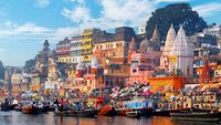 colorful main ghat in varanasi