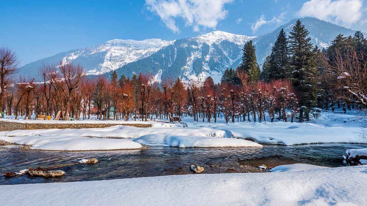 View of Betab Valley in winter season, near Pahalgam, Kashmir, India