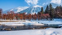 View of Betab Valley in winter season, near Pahalgam, Kashmir, India