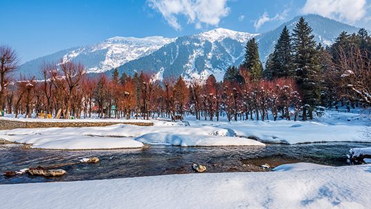 View of Betab Valley in winter season, near Pahalgam, Kashmir, India