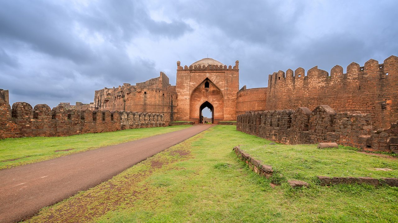 The gate of the Bidar fort in India.