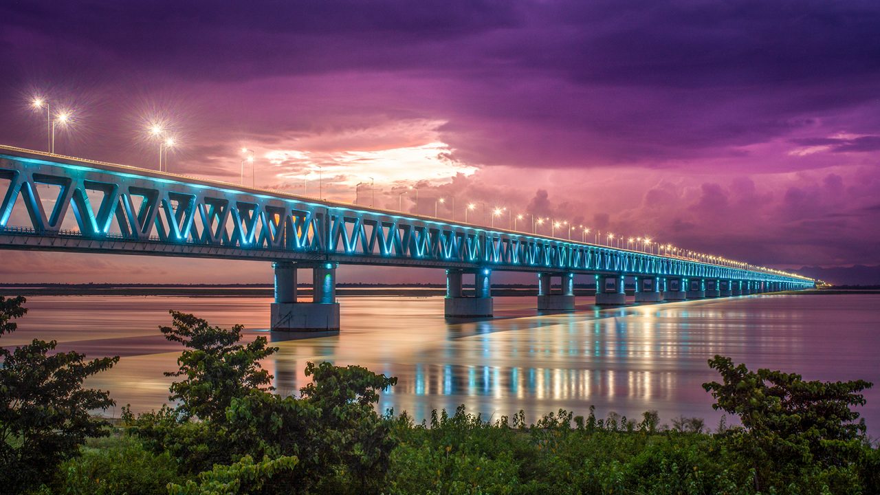 Bogibeel Bridge in Dibrugarh (Assam), which connect dibrugarh district to Dhemaji district via road and railways. ; Shutterstock ID 1428196037; purchase_order: -; job: -; client: -; other: -