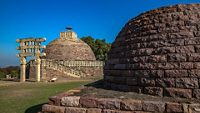 Sanchi Stupa is a Buddhist complex, famous for its Great Stupa, on a hilltop at Sanchi Town in Raisen District of the State of Madhya Pradesh, India.