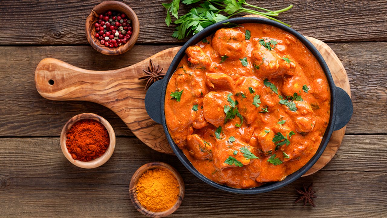 Tasty butter chicken curry dish from Indian cuisine.