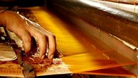 Artists Artisans Handicrafts Handmade Manufacturing Unit Cotton Silk Hand loom India Indian Village Designs Thread Work Colorful Yellow Golden Culture Cultural