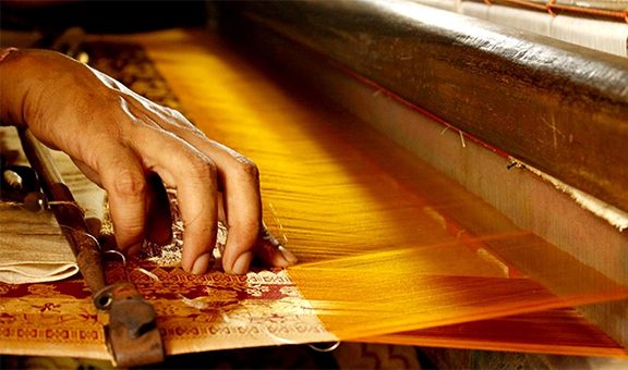 Artists Artisans Handicrafts Handmade Manufacturing Unit Cotton Silk Hand loom India Indian Village Designs Thread Work Colorful Yellow Golden Culture Cultural