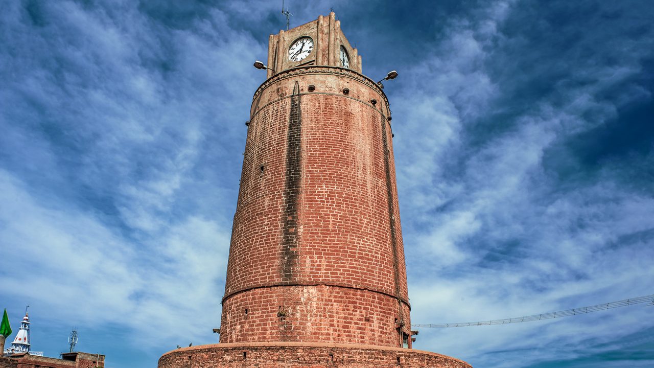 12 23 2010 Vintage Clock Tower at Chaubara is circular Clock Tower heart of Bidar town Karnataka India.