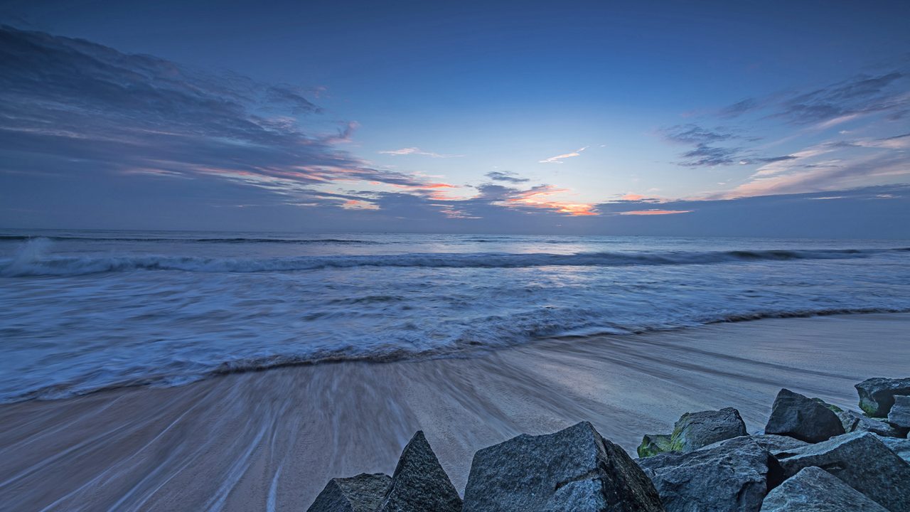 Cherai Beach, Ernakulam, Kochi, Kerala, India on a cloudy day.  September 2019 