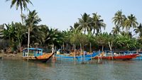 Chilika lake lagoon in Odisha, India. It is the biggest lake of India. It has been listed as a tentative UNESCO World Heritage site.