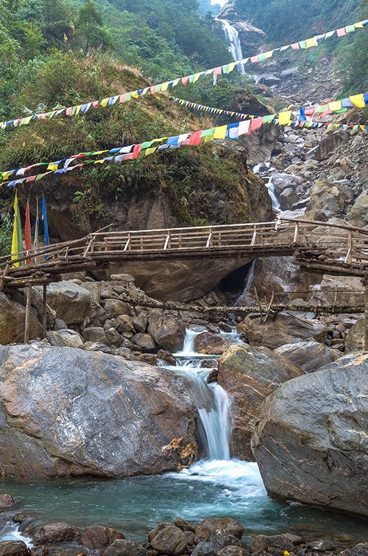 Naga waterfall between Mangan and Chungthang in North Sikkim India. 