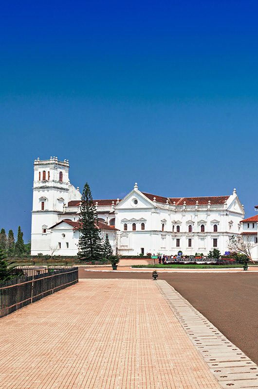 Square and churches in Old Goa, India