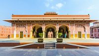 Chandra Mahal in City Palace, Jaipur, India. It was the seat of the Maharaja of Jaipur, the head of the Kachwaha Rajput clan. The Chandra Mahal palace seen in this photo now houses a museum.