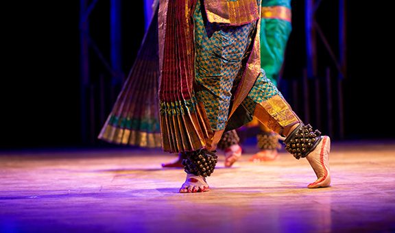 Indian Traditional Kuchipudi dance feet with ghungru or Ankle Bells