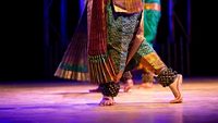 Indian Traditional Kuchipudi dance feet with ghungru or Ankle Bells