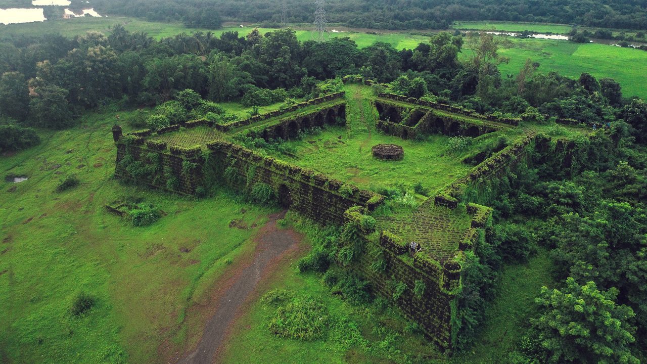 India Goa fort corjuem in the rainy season