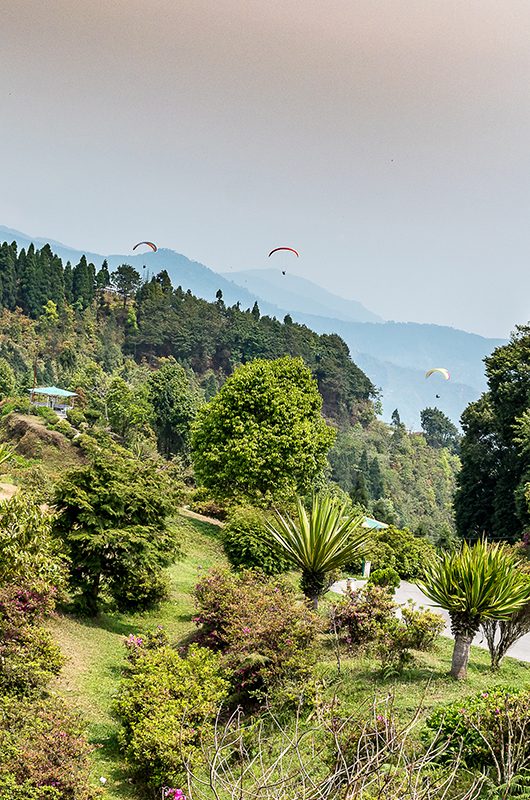 A  view of Deolo hill and paragliding .