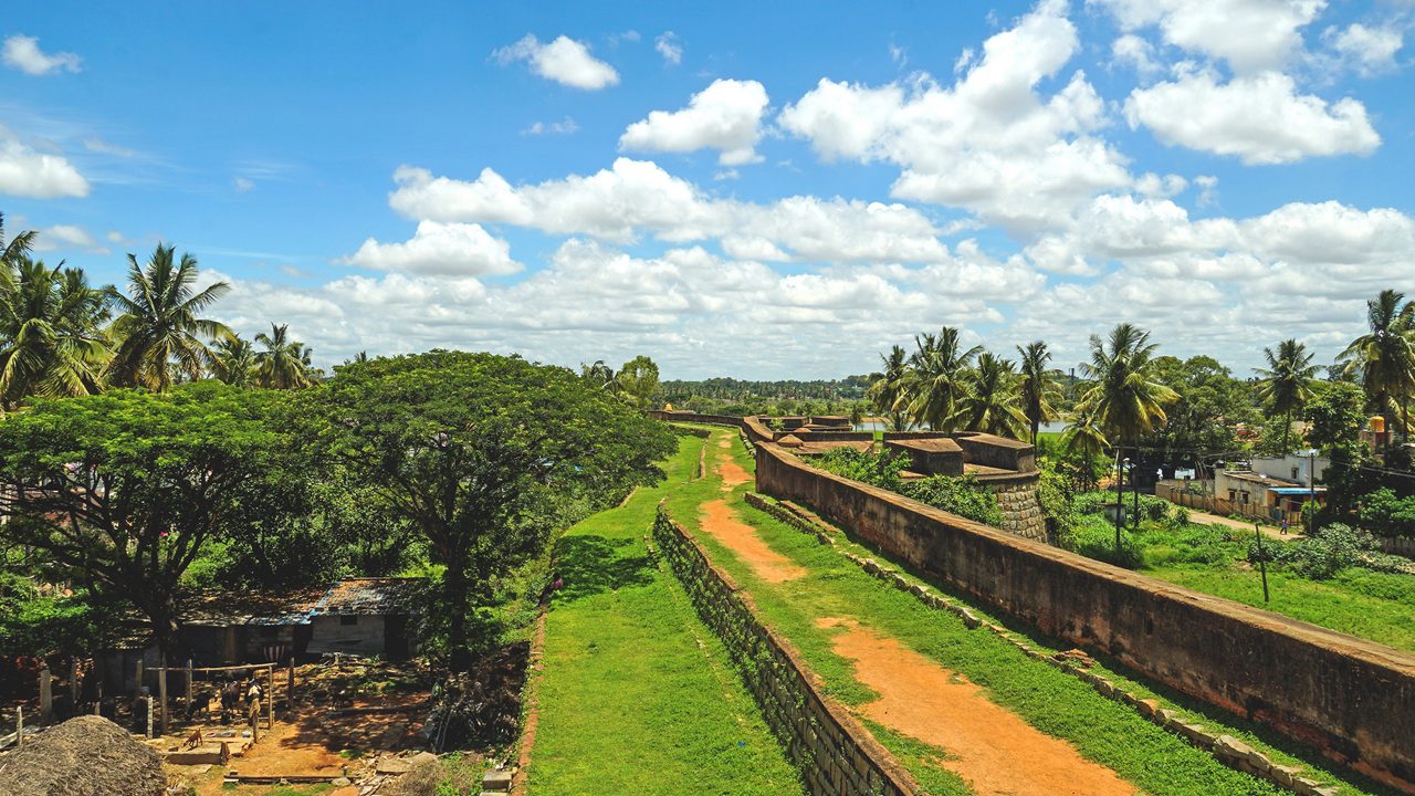 Devanahalli, Bangalore, Karnataka, India - June 12 2022 :  Devanahalli fort image. Tourist places in Bangalore.  Historical monuments in Karnataka India.