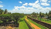 Devanahalli, Bangalore, Karnataka, India - June 12 2022 :  Devanahalli fort image. Tourist places in Bangalore.  Historical monuments in Karnataka India.