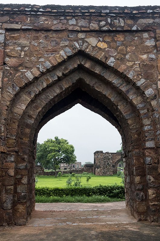 The arch of a doorway at Feroz Shah Kotla Fort in New Delhi, India