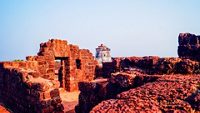 Fort Aguada on Candolim, Goa, India. Old and vintage lighthouse. Sunset time. Abandoned fort.; Shutterstock ID 761654632; purchase_order: -; job: -; client: -; other: -