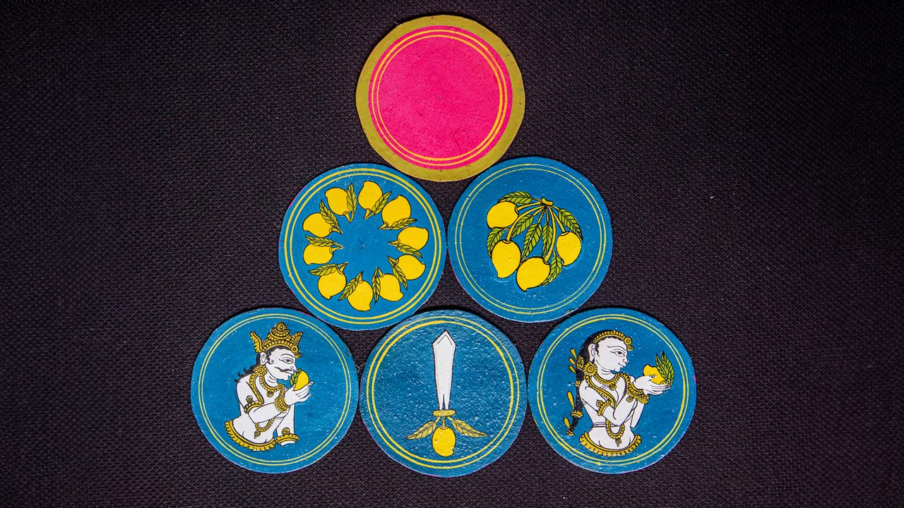 Ganjifa, is a card game and type of playing cards that are most associated with Persia and India.