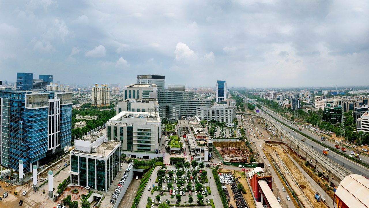 Arial View of Gurgaon Haryana India.