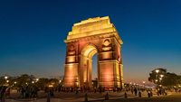 The India Gate is a war memorial located at Kartavya path, New Delhi, India