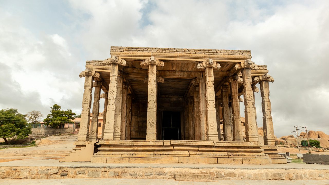 Holy Kadale Kalu ganesha temple in Hampi, Karnataka,India