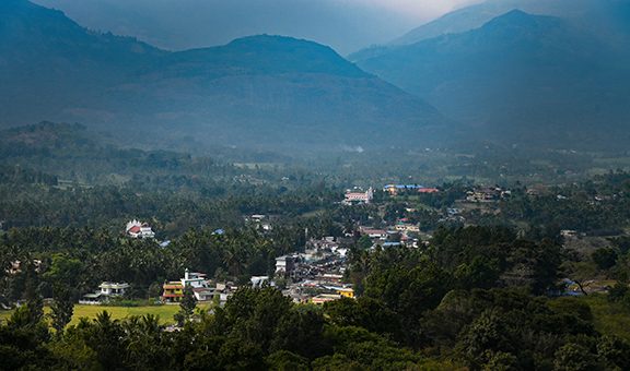 view of town from mountain top