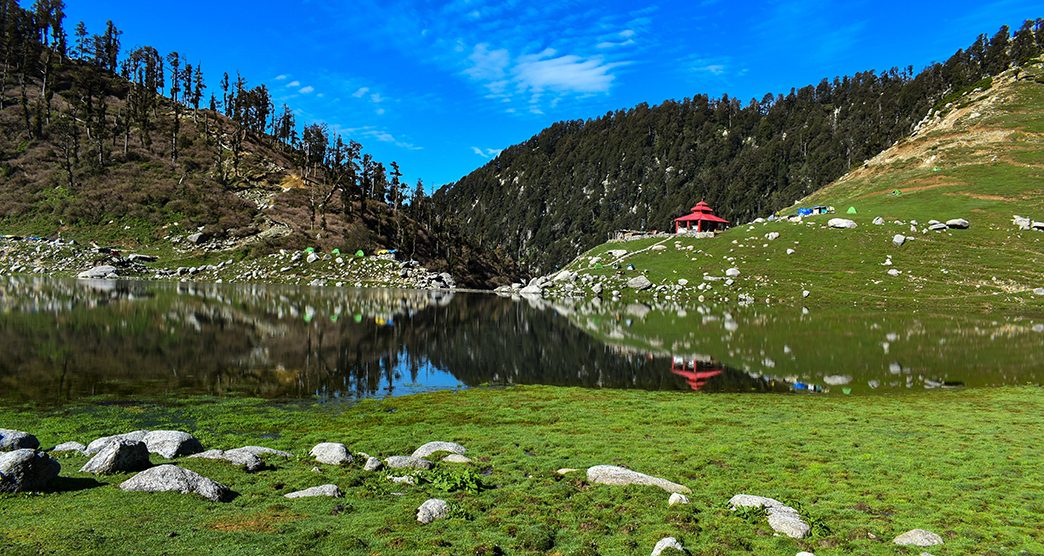 Kareri lake in Kangra region of Himachal Pradesh is a very popular weekend trekking destination. The trek is 6.5 km and can be covered within a day.